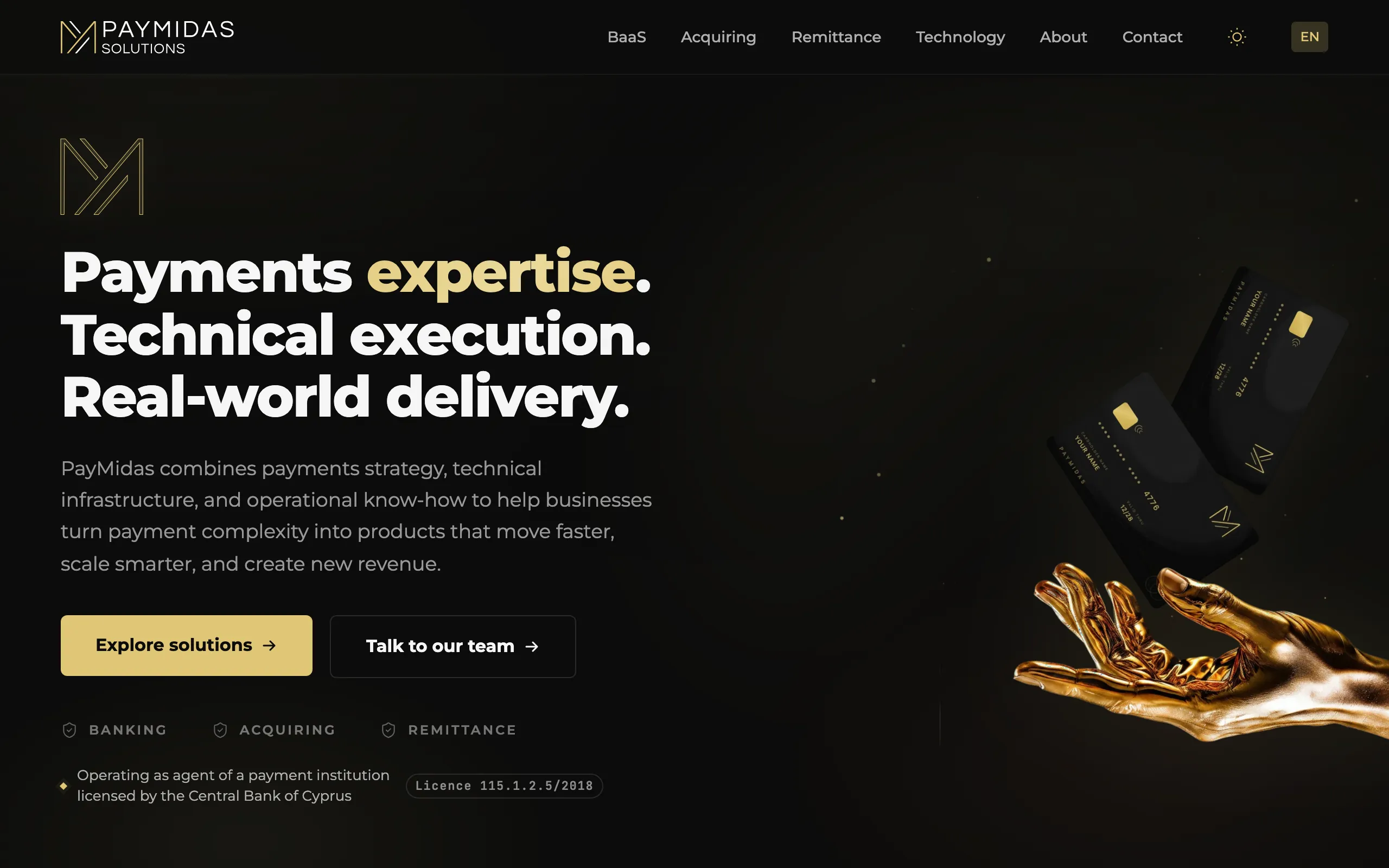 The PayMidas homepage