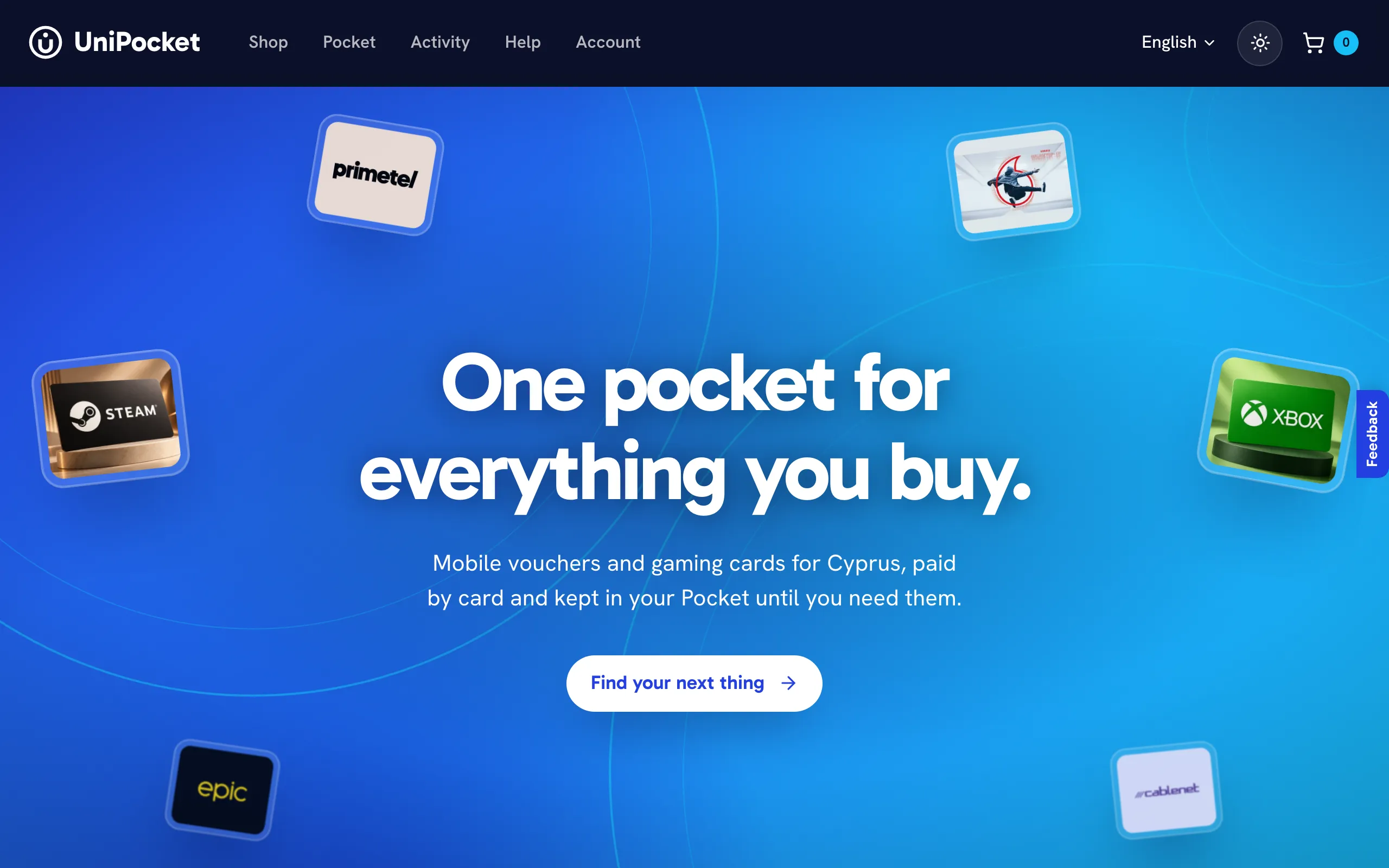 The UniPocket homepage